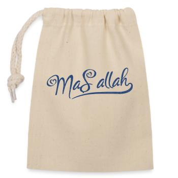 Masallah - Sac cadeau en coton avec cordon (14 x 20 cm) - nature - Devant