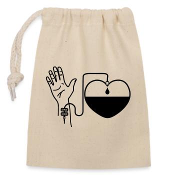 Blood hand drop in heart - Closable cotton gift bag (14x20cm) - nature - Front
