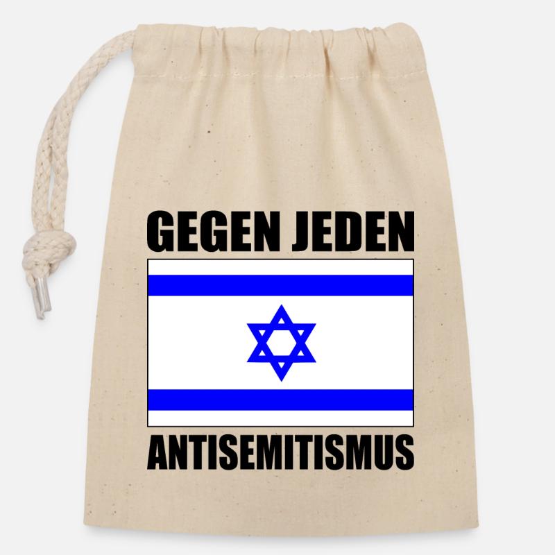 Gegen jeden antisemitismus - Verschließbarer Geschenkbeutel aus Baumwolle (14x20cm) - Natur