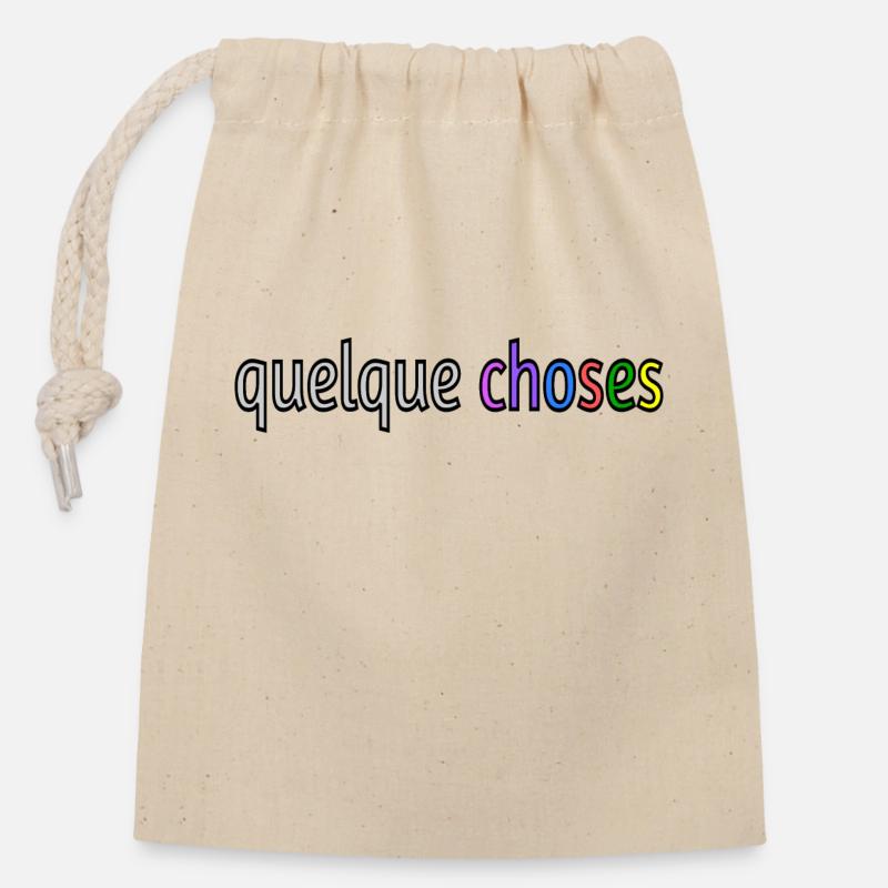 Quelques choses - Closable cotton gift bag (14x20cm) - nature