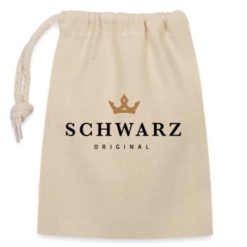 Schwarz - Verschließbarer Geschenkbeutel aus Baumwolle (14x20cm) - Natur - Vorne