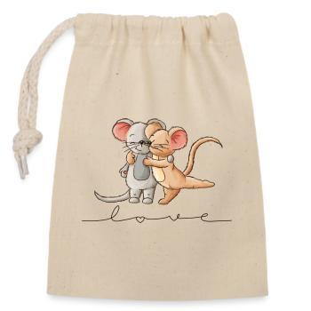 Les souris aiment - Sac cadeau en coton avec cordon (14 x 20 cm) - nature - Devant