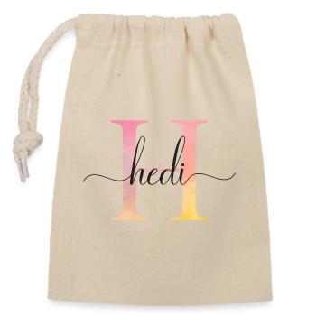 H | Monogram | Name | Hedi |Watercolor - Closable cotton gift bag (14x20cm) - nature - Front