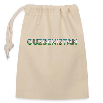 Flag of Uzbekistan - Closable cotton gift bag (14x20cm) - nature - Front