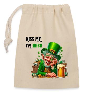Kiss me I'm Irish - Closable cotton gift bag (14x20cm) - nature - Front