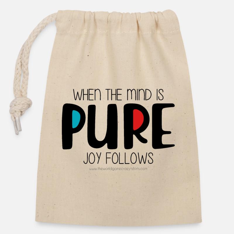 Pur - Sac cadeau en coton avec cordon (14 x 20 cm) - nature