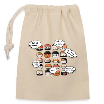 Vibrant Sushi Faces: Playful Design with - Closable cotton gift bag (14x20cm) - nature - Front