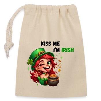 Embrasse-moi je suis irlandais - Sac cadeau en coton avec cordon (14 x 20 cm) - nature - Devant