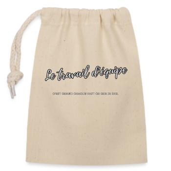 Travail d'équipe - Sac cadeau en coton avec cordon (14 x 20 cm) - nature - Devant