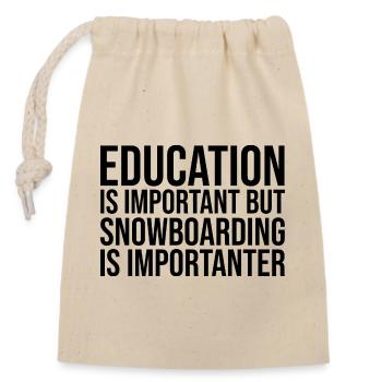 Snowboard - Closable cotton gift bag (14x20cm) - nature - Front