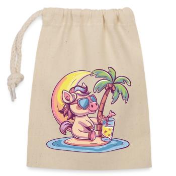 Horse Summer Beach Vacation - Closable cotton gift bag (14x20cm) - nature - Front