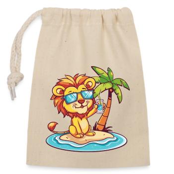Leo Summer Beach Vacation - Closable cotton gift bag (14x20cm) - nature - Front