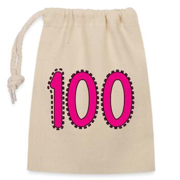 100. 100 JAHRE. 100-JÄHRIGES JUBILÄUM. GEBURTSTAG 100 - Verschließbarer Geschenkbeutel aus Baumwolle (14x20cm) - Natur - Vorne