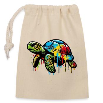 Turtle - Closable cotton gift bag (14x20cm) - nature - Front