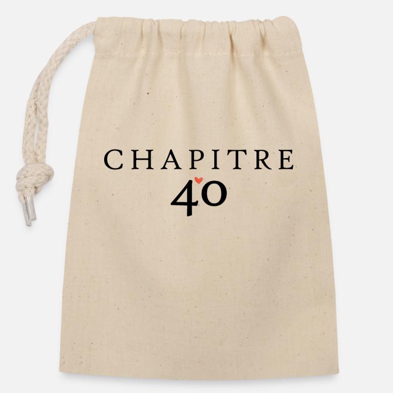 Anniversaire 40 ans chapitre 40 - Sac cadeau en coton avec cordon (14 x 20 cm) - nature