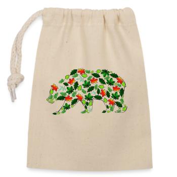 Leaf Bear - Closable cotton gift bag (14x20cm) - nature - Front