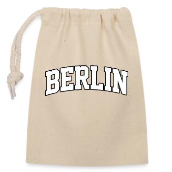 Logo Berlin : Design collégial au style urbain - Sac cadeau en coton avec cordon (14 x 20 cm) - nature - Devant