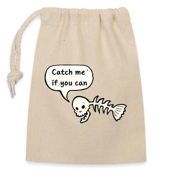 Angeln - Catch me if you can - Verschließbarer Geschenkbeutel aus Baumwolle (14x20cm) - Natur - Vorne