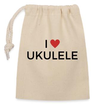 Ich liebe Ukulele - J’adore le ukulélé - Sac cadeau en coton avec cordon (14 x 20 cm) - nature - Devant