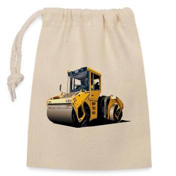 Road roller - Closable cotton gift bag (14x20cm) - nature - Front