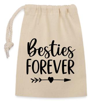 Besties Forever Best Friends - Closable cotton gift bag (14x20cm) - nature - Front