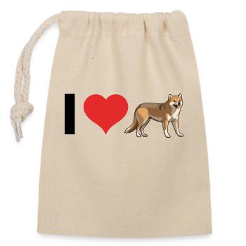 I love Shiba Inus - Cute Pet Dog Design - Closable cotton gift bag (14x20cm) - nature - Front