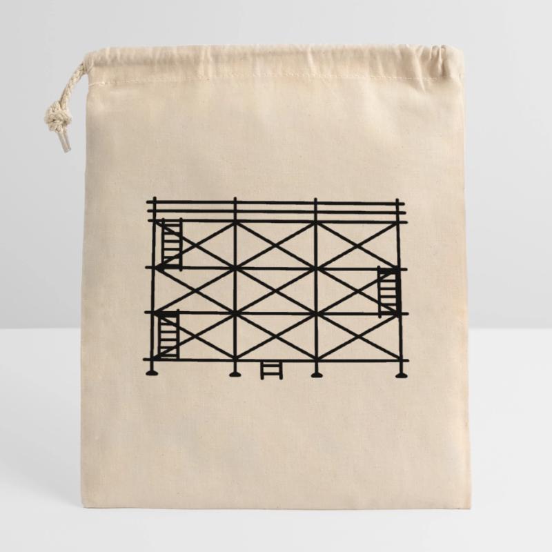 Silhouette d’échafaudage, échafaudage de construction Sac cadeau en coton avec cordon (14 x 20 cm)