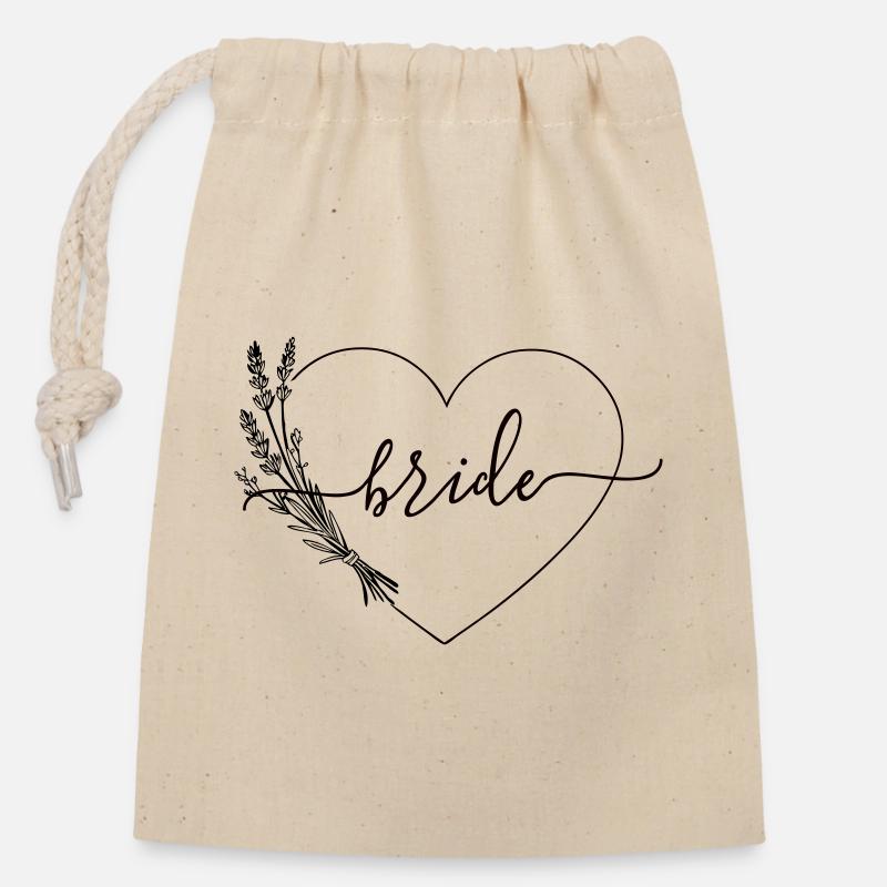 Team Bride Heart Wildflowers - Closable cotton gift bag (14x20cm) - nature