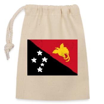 Flagge von Papua-Neuguinea - Verschließbarer Geschenkbeutel aus Baumwolle (14x20cm) - Natur - Vorne
