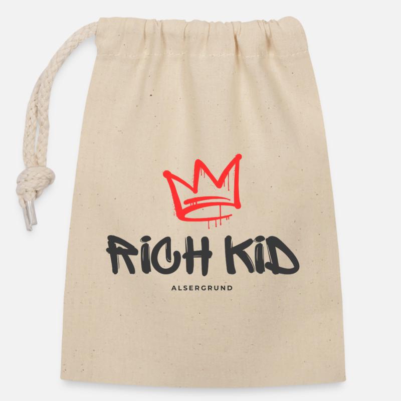 Rich Kid Alsergrund - Verschließbarer Geschenkbeutel aus Baumwolle (14x20cm) - Natur