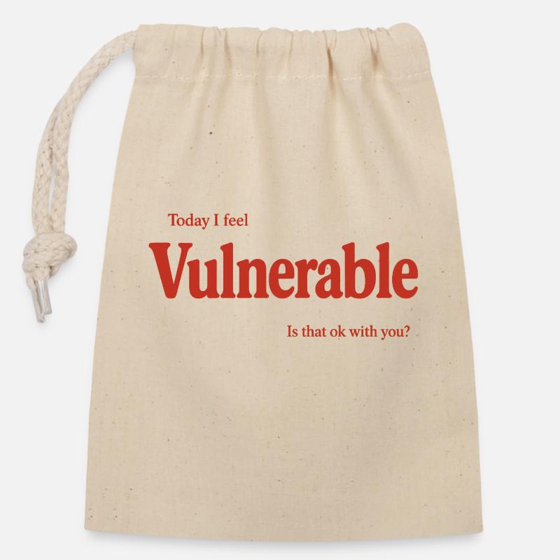 vulnerable_-2- - Closable cotton gift bag (14x20cm) - nature