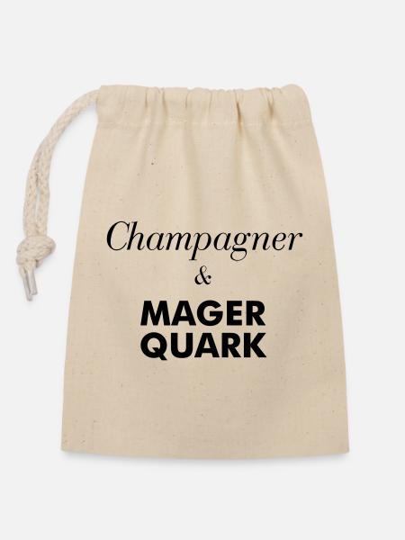 Magerquark Lustig Sekt - Verschließbarer Geschenkbeutel aus Baumwolle (14x20cm) - Natur