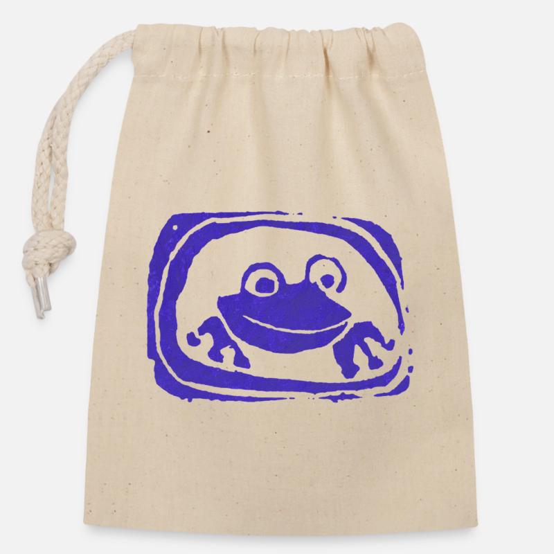 Froggyfun - Sac cadeau en coton avec cordon (14 x 20 cm) - nature