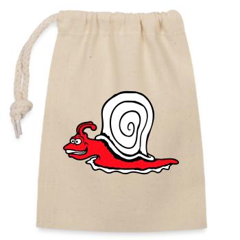 Schnecke Schnell Kriechen Lustig Cartoon Raserei - Verschließbarer Geschenkbeutel aus Baumwolle (14x20cm) - Natur - Vorne