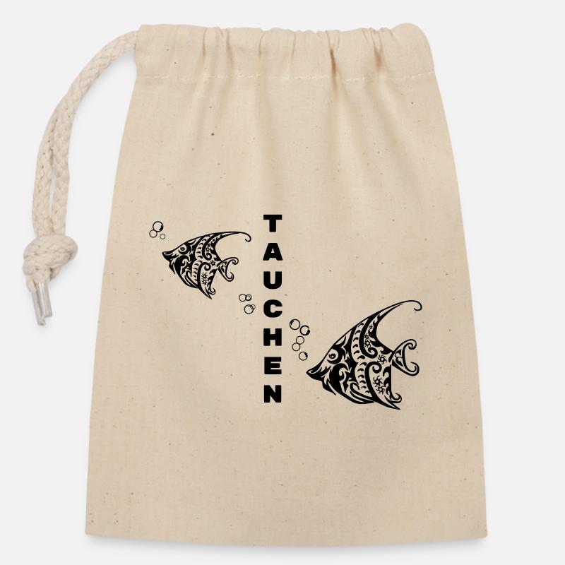 Diving – Tribal Fish Design - Closable cotton gift bag (14x20cm) - nature