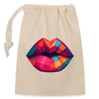 Embrasse-moi! - Sac cadeau en coton avec cordon (14 x 20 cm) - nature - Devant