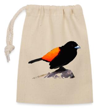 Corbeau noir plumage orange - Sac cadeau en coton avec cordon (14 x 20 cm) - nature - Devant