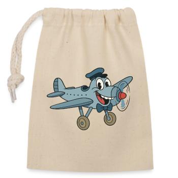 Super avion vintage old bd style - Sac cadeau en coton avec cordon (14 x 20 cm) - nature - Devant