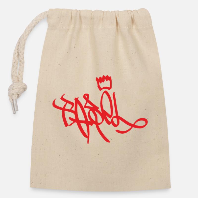 Royal Graffiti Ecriture Bâle - Sac cadeau en coton avec cordon (14 x 20 cm) - nature