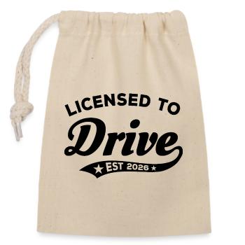Lizenz zum Fahren 2026 - Führerschein - Verschließbarer Geschenkbeutel aus Baumwolle (14x20cm) - Natur - Vorne