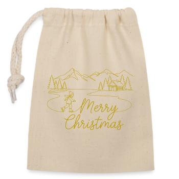 Merry Christmas Winterlandschaft Weihnachten  - Verschließbarer Geschenkbeutel aus Baumwolle (14x20cm) - Natur - Vorne