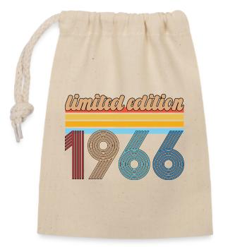 Vintage-Geburtstag 1966 Retro-Geschenk, geboren 1966 - Verschließbarer Geschenkbeutel aus Baumwolle (14x20cm) - Natur - Vorne