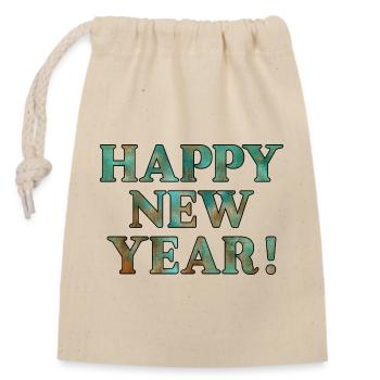 Happy New Year Wishes - Closable cotton gift bag (14x20cm) - nature - Front