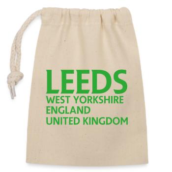 Leeds – England Liedtextdesign - Verschließbarer Geschenkbeutel aus Baumwolle (14x20cm) - Natur - Vorne