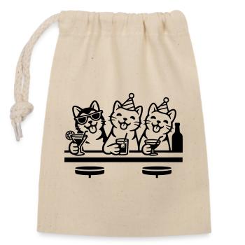 Party Katzen Kater Bar Trinken - Verschließbarer Geschenkbeutel aus Baumwolle (14x20cm) - Natur - Vorne