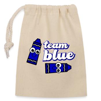Funny Crayon Blue Team - Closable cotton gift bag (14x20cm) - nature - Front