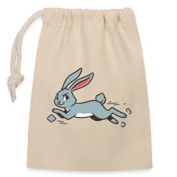 Running Bunny Rabbit Long-Eared Comic Funny - Closable cotton gift bag (14x20cm) - nature - Front