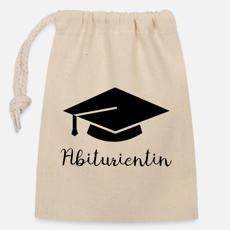 Diplômé du secondaire - Sac cadeau en coton avec cordon (14 x 20 cm) - nature