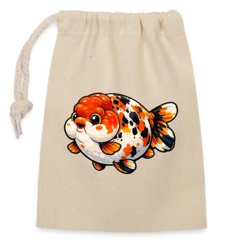 Poisson rouge Calico Ranchu de haute qualité - Sac cadeau en coton avec cordon (14 x 20 cm) - nature - Devant