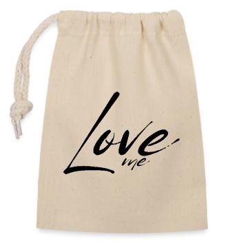 Love me - Closable cotton gift bag (14x20cm) - nature - Front